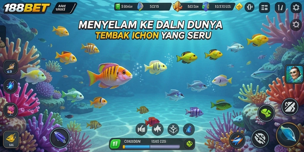 Screenshot gameplay 188BET menampilkan aksi seru menembak ikan.