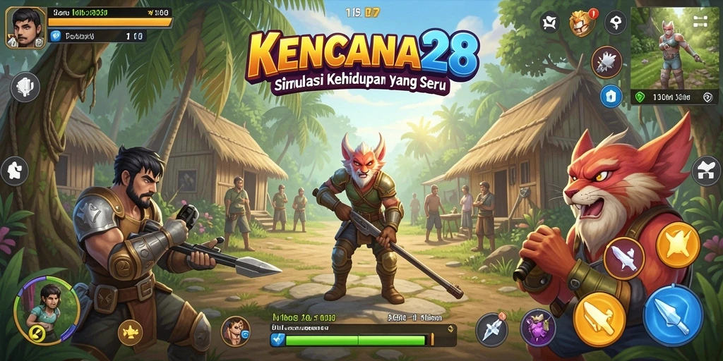 Tampilan gameplay KENCANA28 yang menampilkan interaksi sosial dan aktivitas sehari-hari.