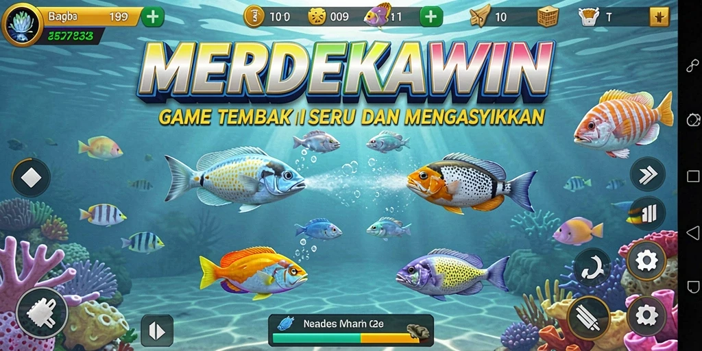 Tangkapan layar gameplay MERDEKAWIN yang penuh aksi dan keseruan Tembak Ikan.