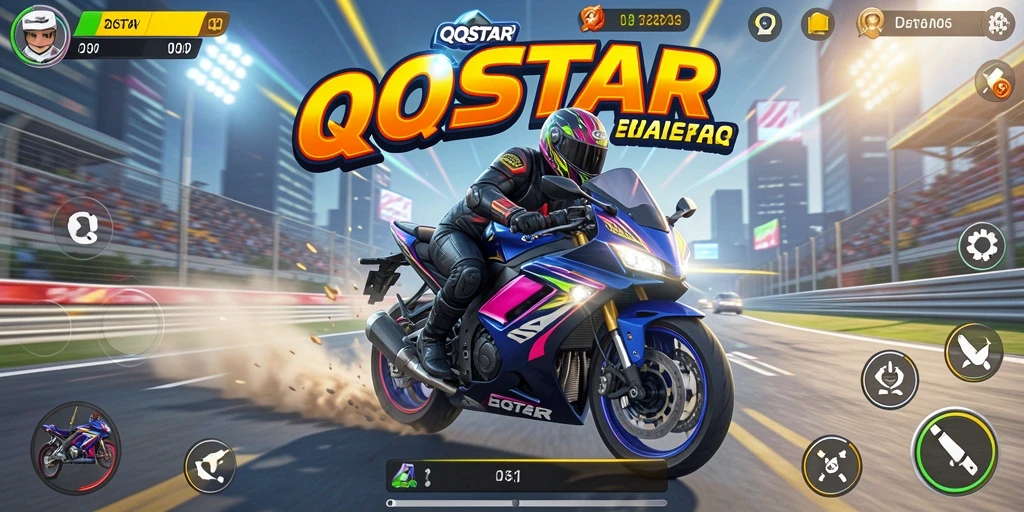 Gameplay seru dalam balapan motor dengan berbagai trek menantang.