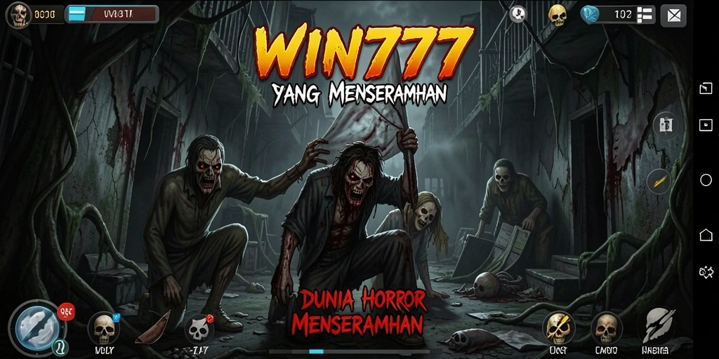 Tampilan gameplay menegangkan di dunia yang gelap dan misterius.
